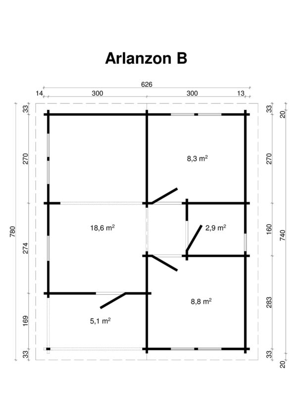 Srubový domek Arlanzon A 44 m2 - Obrázek 3
