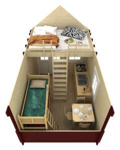 Garden house Bunkie with a sleeping loft, door and windows with a glazed unit - Image 2