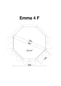 Garden gazebo Emma 4F, door and windows with a glazed unit - Image 2