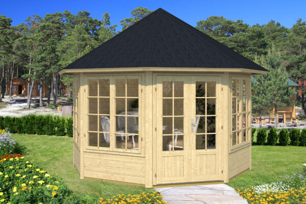 Garden gazebo Emma 4F, door and windows with a glazed unit - Image 1