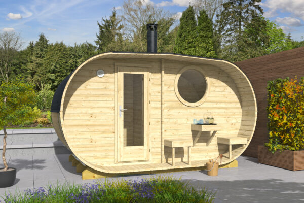 Sauna ovale Forssa con 2 locali 400 x 235 cm - immagine 1
