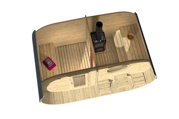 Sauna ovale Forssa con 2 locali 400 x 235 cm - immagine 3