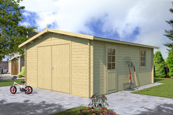 Timber garage B, door and window with a glazed unit - Image 1