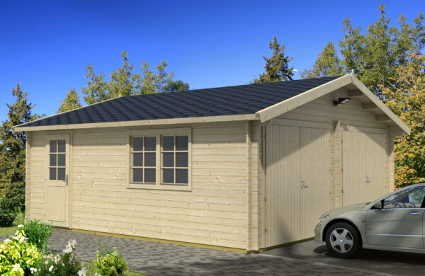 Timber garage D for two cars, 40 mm - Image 1