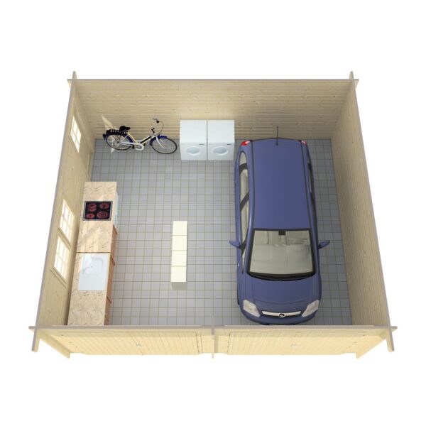 Timber garage D for two cars, 40 mm - Image 2