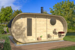 Sauna oval Lohja com 3 quartos 500 x 235 cm