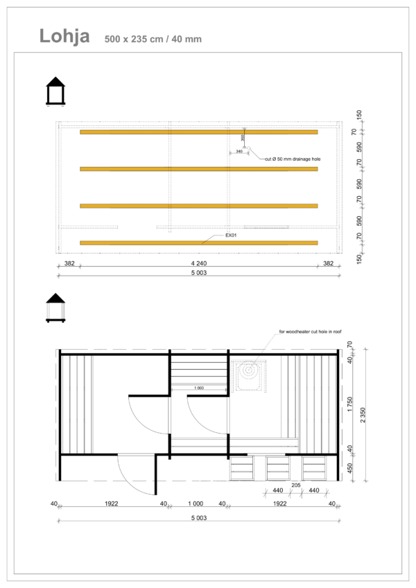 Sauna ovale Lohja avec 3 piÃƒÂ¨ces 500 x 235 cm – Image 5