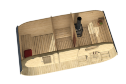Sauna ovale Lohja avec 3 pièces 500 x 235 cm – Image 4
