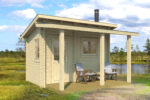Sauna pré-fabricada Moderni 12 com terraço e sala de descanso