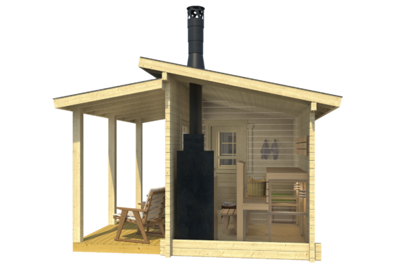 Prefabricated sauna Moderni 12 with a terrace and rest room - Image 2