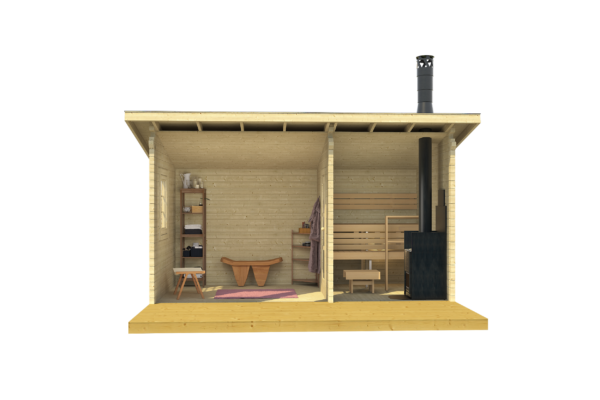 Prefabricated sauna Moderni 15 with a terrace and rest room - Image 3