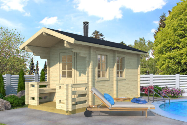 Prefabricated sauna Piha-Tuuri 10 with a terrace and rest room - Image 1