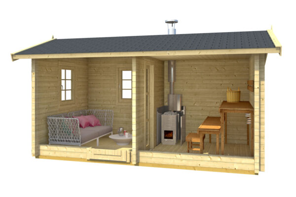 Prefabricated sauna Piha-Tuuri 11 with a rest room - Image 2