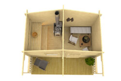 Prefabricated sauna Hannu with a terrace and rest room - Image 3