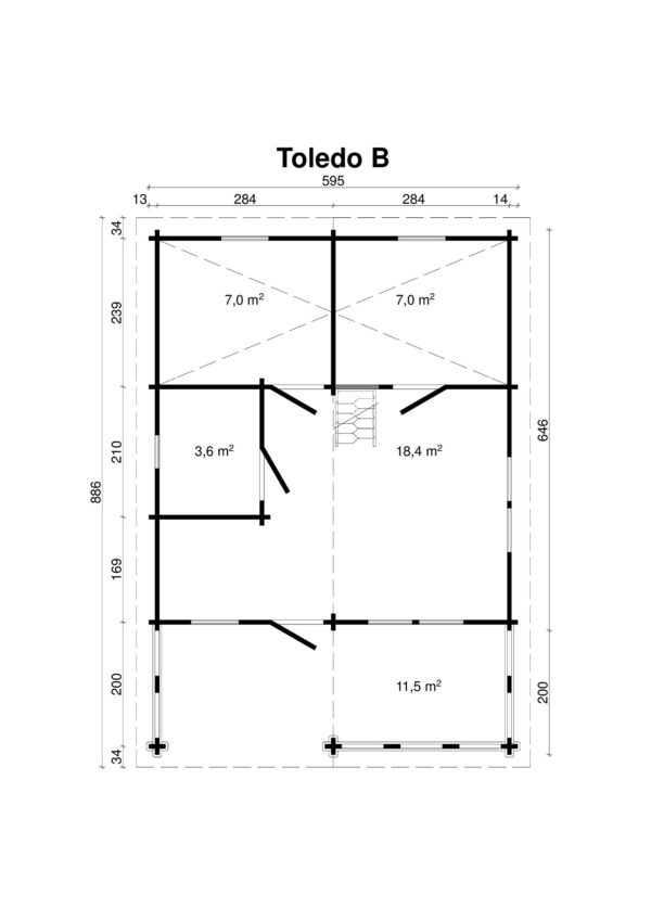 Log house Toledo B 58 m2 with a sleeping loft - Image 3