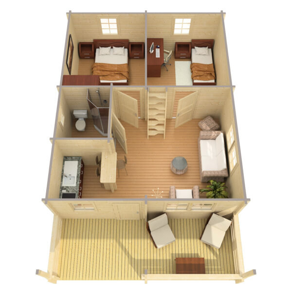 Log house Toledo B 58 m2 with a sleeping loft - Image 2