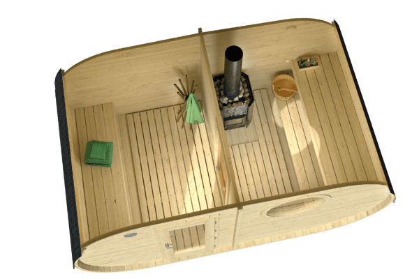 Sauna oval Hanko com 2 salas 400 x 235 cm - Image 4