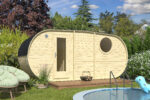 Sauna ovale Loviisa avec 3 salles 500 x 235 cm