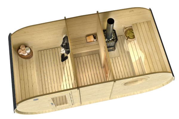 Sauna ovale Loviisa avec 3 salles 500 x 235 cm – Image 2